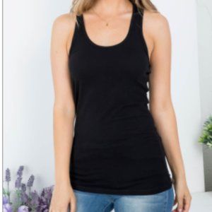 Black Scooped Neckline Racerback Sleeveless Top